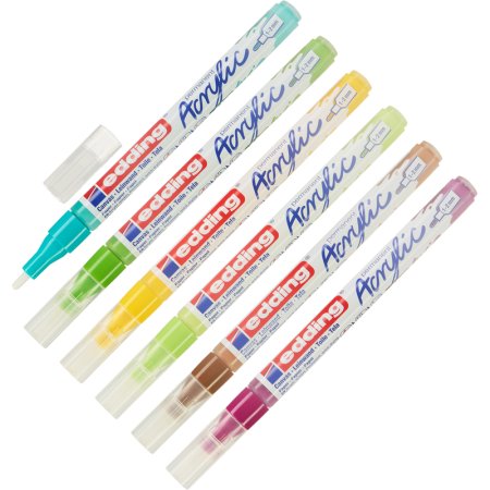 Набор акриловых маркеров Edding 6 цветов (толщина линии 1-2 мм)