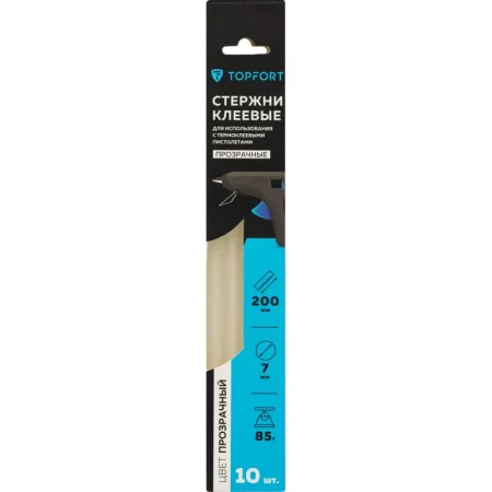 Стержень клеевой универсальный TOPFORT 7x200 мм прозрачный 10 штук в  упаковке