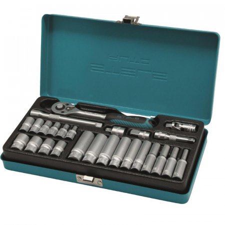 Набор головок и бит торцевых с трещоткой Stels 4-13 мм 1/4' 26 предметов  (13574)