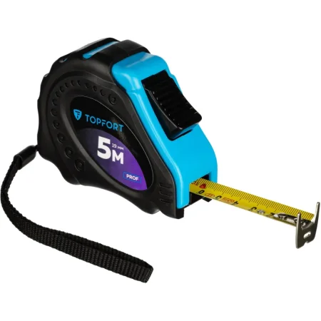 Рулетка строительная TOPFORT Prof 5 м х 19 мм с автостопом в  прорезиненном корпусе (1990402)