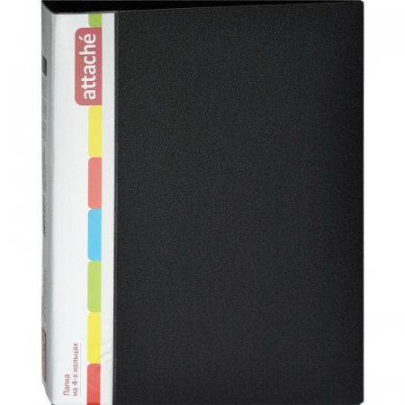 Папка на 4-х кольцах Attache 32 мм пластиковая черная