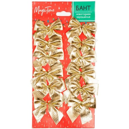 Новогоднее украшение Magic Time Бант 5 см золотистый (93278)
