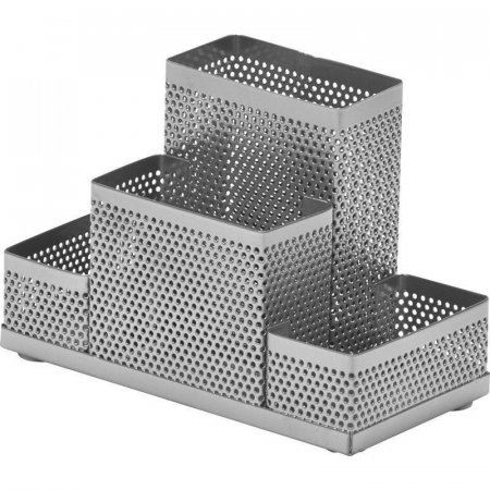 Подставка для канцелярских принадлежностей Attache Башня (4 секции, металлическая сетка, 160х110х80 мм, серебро)
