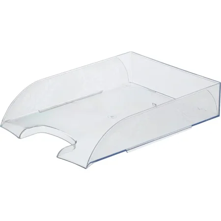 Лоток горизонтальный для бумаг Комус Русская серия пластиковый  прозрачный