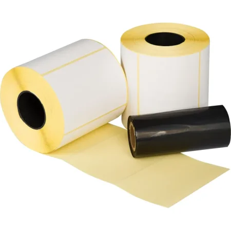 Набор из термотрансферных этикеток 100х72 мм (2 рулона по 650 этикеток)  и риббона Wax 104 мм x 100 м