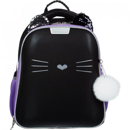 Ранец ортопедический N1 School Kitty Black (экокожа)