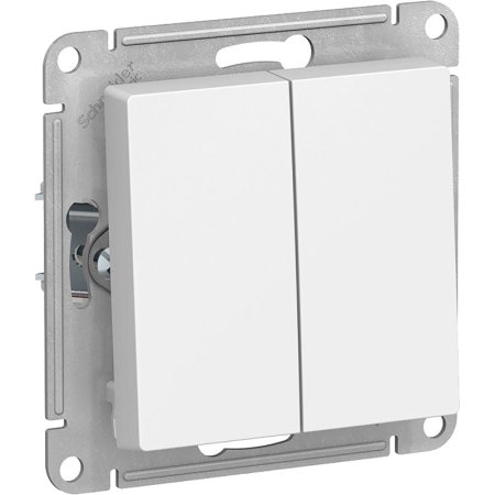 Выключатель двухклавишный Systeme Electric AtlasDesign 10А IP20 механизм  скрытого монтажа белый