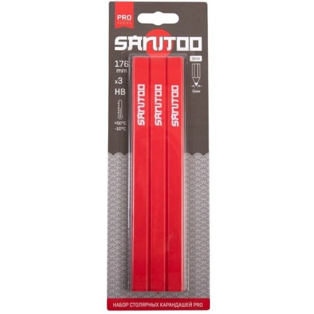 Набор карандашей столярных Sanitoo Pro 176 мм незаточенных (3 штуки в  упаковке)