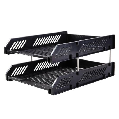 Лоток горизонтальный для бумаг Deli решетчатый черный (2 штуки в  упаковке)