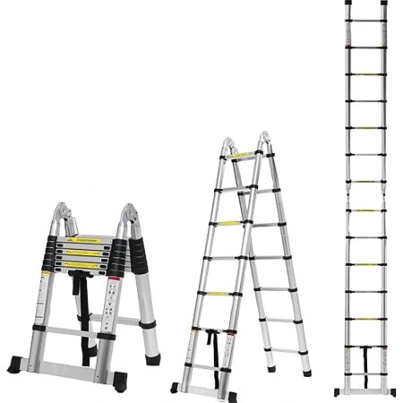 Лестница телескопическая Алюмет STD 2.2 нержавеющая сталь 2х7 ступеней  217/440 см