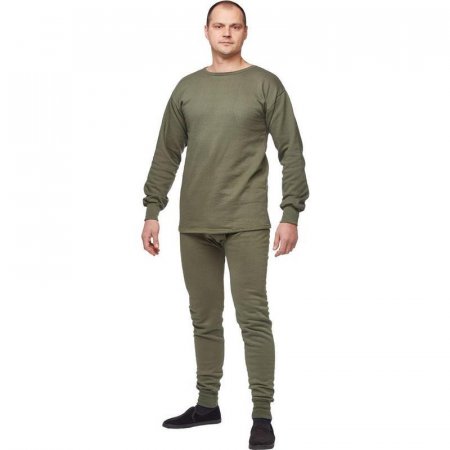 Белье нательное мужское зимнее трикотаж с начесом цвет оливковый (размер 52-54, рост 170-176)