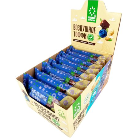 Батончик злаковый Absolute Nature Воздушное тоффи с черникой (16 штук по  30 г)