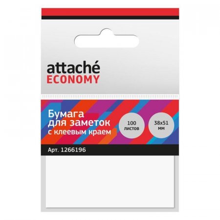 Стикеры Attache Economy 38x51 мм белая (1 блок, 100 листов)