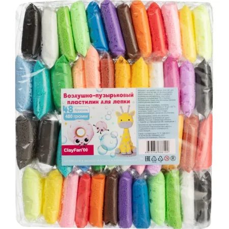 Воздушный пластилин ClayFan 48 цветов 480 г