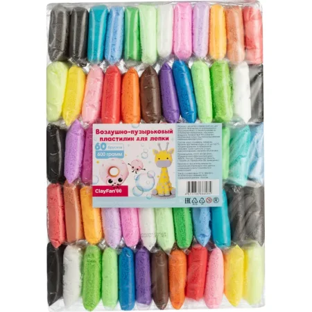 Воздушный пластилин ClayFan 60 цветов 600 г