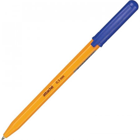 Ручка шариковая автоматическая Attache Economy синяя (оранжевый корпус, толщина линии 0.5 мм)