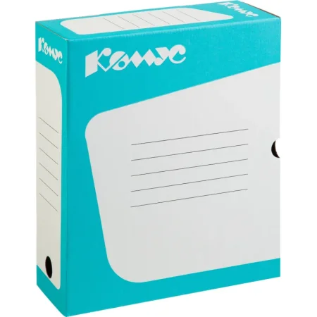 Короб архивный из гофрокартона Комус 320x260x100 мм бирюзовый до 1000  листов