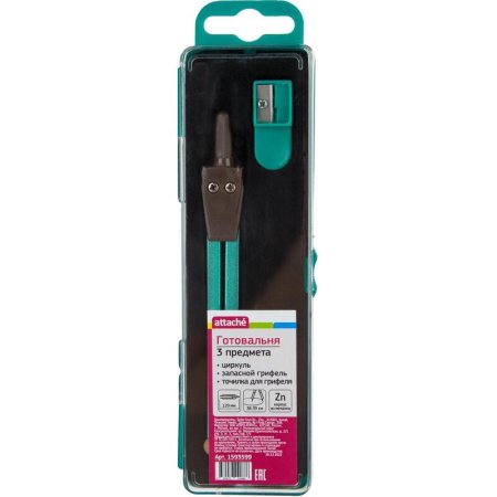 Готовальня Attache BF-A6 3 предмета (в пластиковом пенале с  европодвесом, мятный)