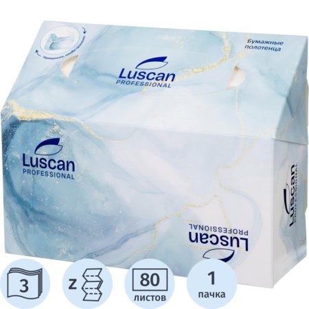 Полотенца бумажные листовые Luscan Professional Z-сложения 3-слойные  белые 80 листов