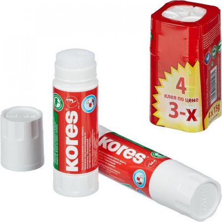 Клей-карандаш Kores 15 г (4 штуки в упаковке)