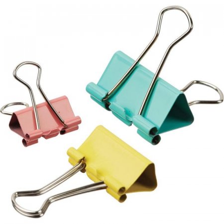 Зажимы для бумаг Attache 19/25/32 мм цветные (12 штук в упаковке)