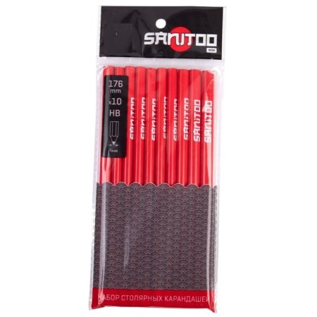 Набор карандашей столярных Sanitoo 176 мм незаточенных (10 штук в  упаковке)