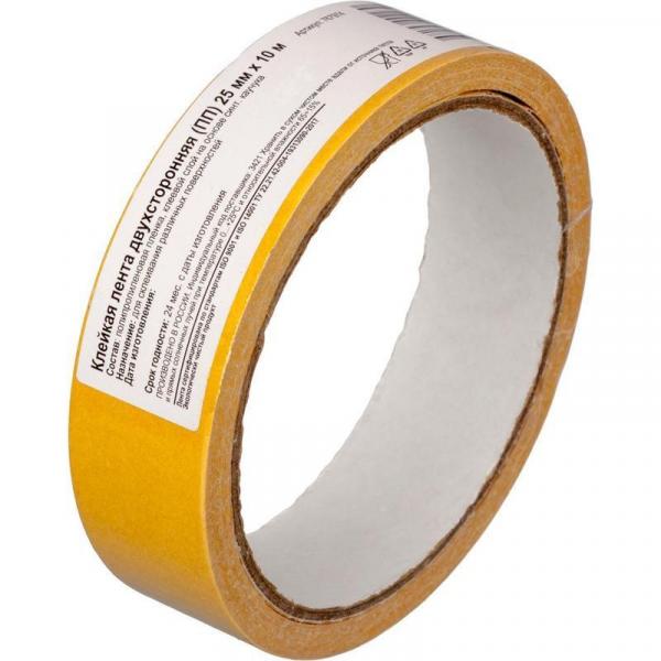 Клейкая лента двусторонняя монтажная белая 25 мм х 10 м