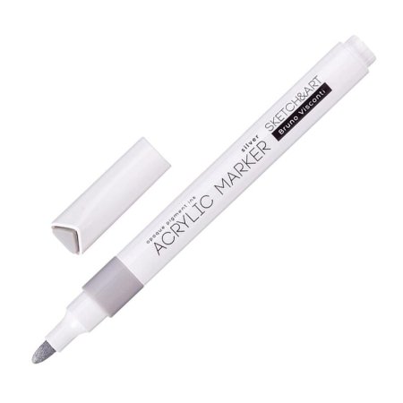 Маркер акриловый Sketch&Art серебряный (толщина линии 1-3 мм)  пулевидный наконечник