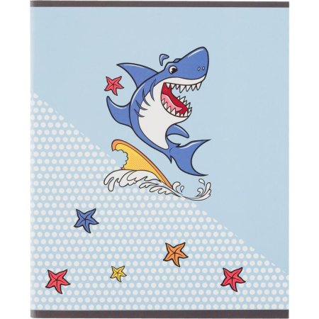 Тетрадь общая Shark А5 48 листов в клетку на скрепке обложка с рисунком  ВД-лак