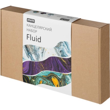 Набор канцелярский подарочный Attache Selection Fluid бирюзовый (стикеры, папка на резинках, ручка, бизнес-тетрадь, карандаш, ластик, блок для записей)