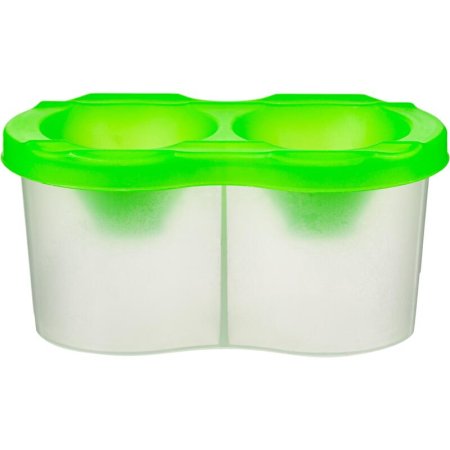 Емкость для воды (стакан-непроливайка) двойной 280 мл крышка зеленая  корпус прозрачный с углублениями для размещения кисточек
