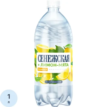 Вода питьевая Сенежская газированная со вкусом лимон-мята 1 л