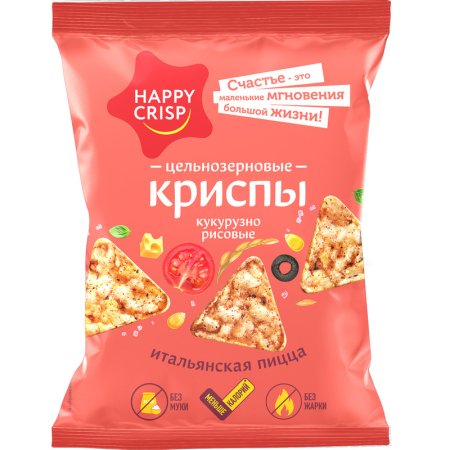 Чипсы Happy Corn со вкусом итальянской пиццы 50 г (18 штук в упаковке)