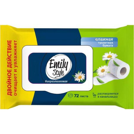 Бумага туалетная влажная Emily Style 72 листа в пачке