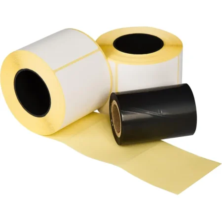 Набор из термотрансферных этикеток 58х60 мм (4 рулона по 400 этикеток) и  риббона Wax 60 мм x 100 м