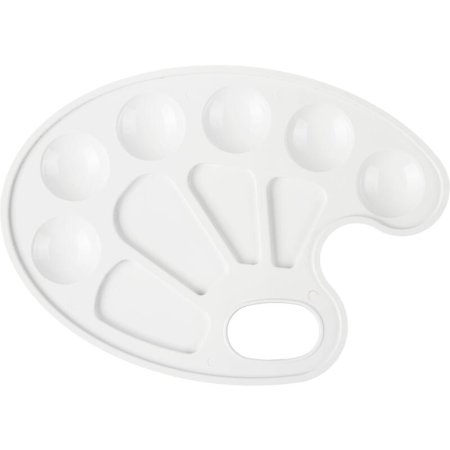 Палитра №1 School Отличник пластиковая овальная белая (с отделением для  большого пальца, 6 отделений для красок, 4 отделения для смешивания)