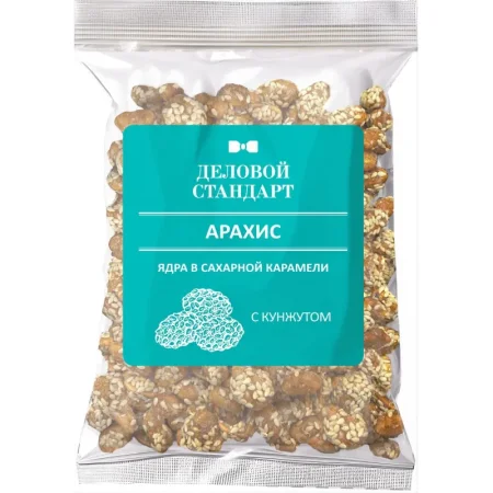 Арахис Деловой Стандарт в карамели с кунжутом жареный очищенный 500 г