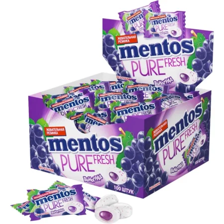Жевательная резинка Mentos Pure Fresh Виноград (100 штук по 2 г)