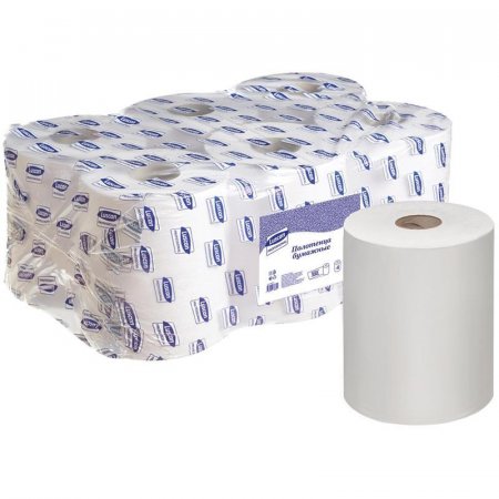 Полотенца бумажные в рулонах Luscan Professional 1-слойные 6 рулонов по 300 метров (с перфорацией)