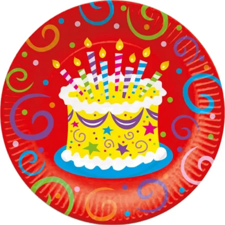 Набор тарелок одноразовых Патибум Торт яркий 23 см (6 штук в упаковке)