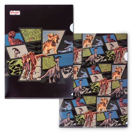 Папка-уголок Комус Класс Дино Комикс А4 пластиковая 200 мкм (2 штуки в  упаковке)