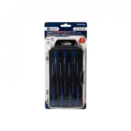 Набор отверток для точных работ Кобальт Ultra Grip CrV 7 штук (646-638)