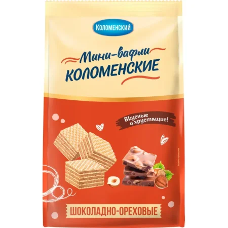 Вафли Коломенские мини шоколадно-ореховые 200 г