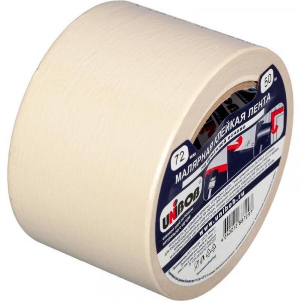 Клейкая лента малярная Unibob легкоудаляемая 72 ммх50 м