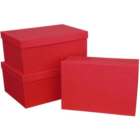 Набор подарочных коробок 3 в 1 Рогожка красные (3 штуки в наборе)