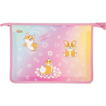 Папка для тетрадей №1 School Corgi time А4 на молнии