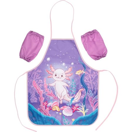 Фартук для труда Комус Класс Аксолотль фиолетовый с нарукавниками
