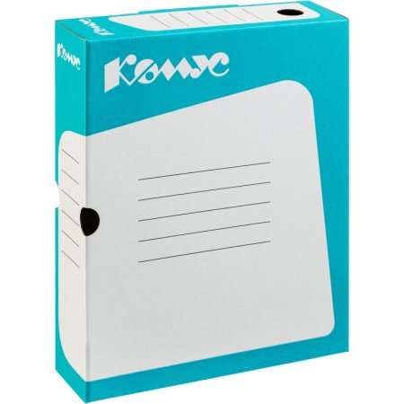 Короб архивный из гофрокартона Комус 320x260x80 мм бирюзовый до 770  листов