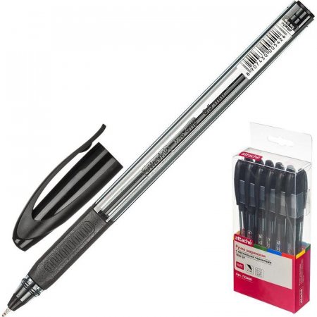 Ручка шариковая неавтоматическая масляная Attache Glide Trio GP черная (толщина линии 0.5 мм)