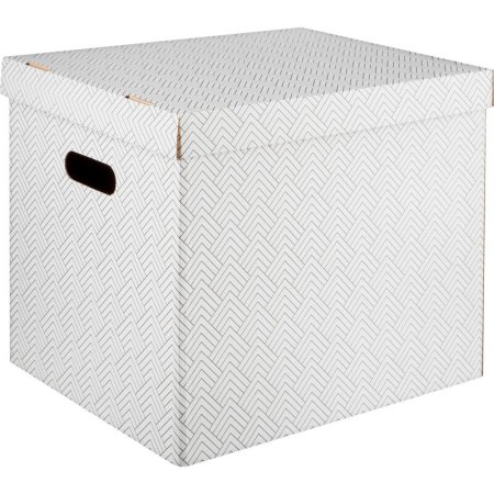 Короб для хранения микрогофрокартон Attache Графит 390х320х290 мм с  крышкой  белый (3 штуки в упаковке)